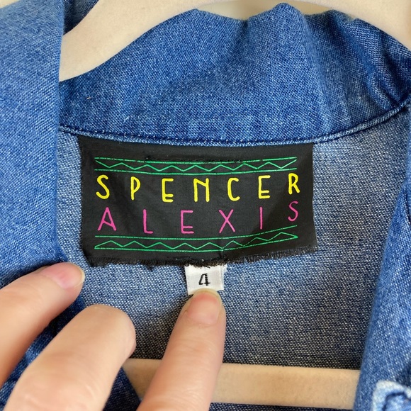 Spencer Alexis 80’s GoldTone Zippers & Other Metal Detail Denim Dress - Picture 2 of 12